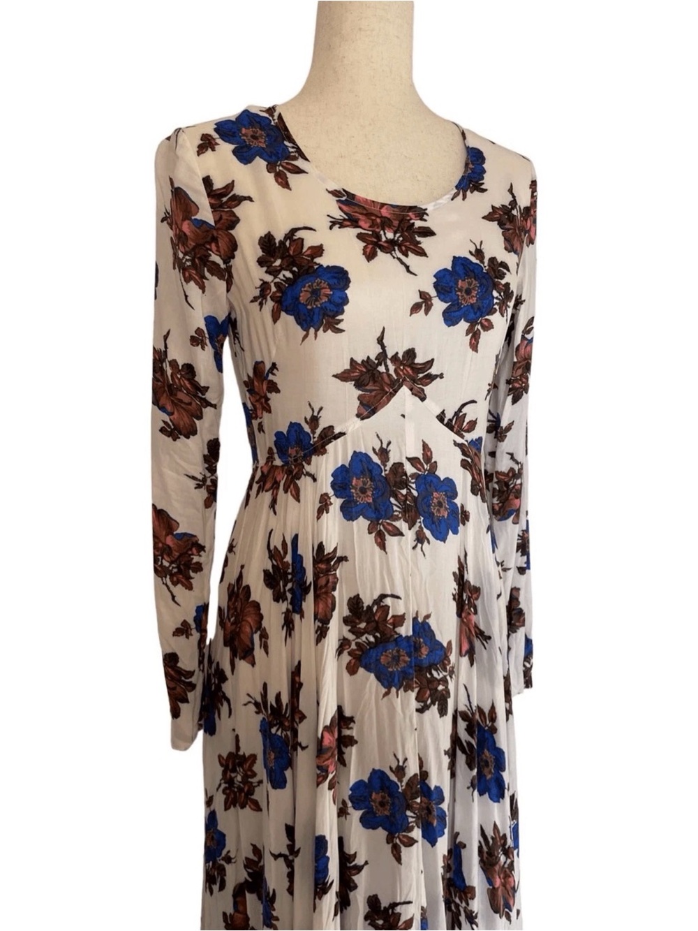 Free People First Kiss Dress Small Ivory Floral Maxi Boho Festival Dress - Picture 3 of 6